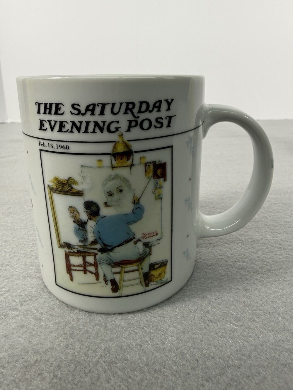 Norman Rockwell Triple Self Portrait Mug 1992 Saturday Evening Post Edition